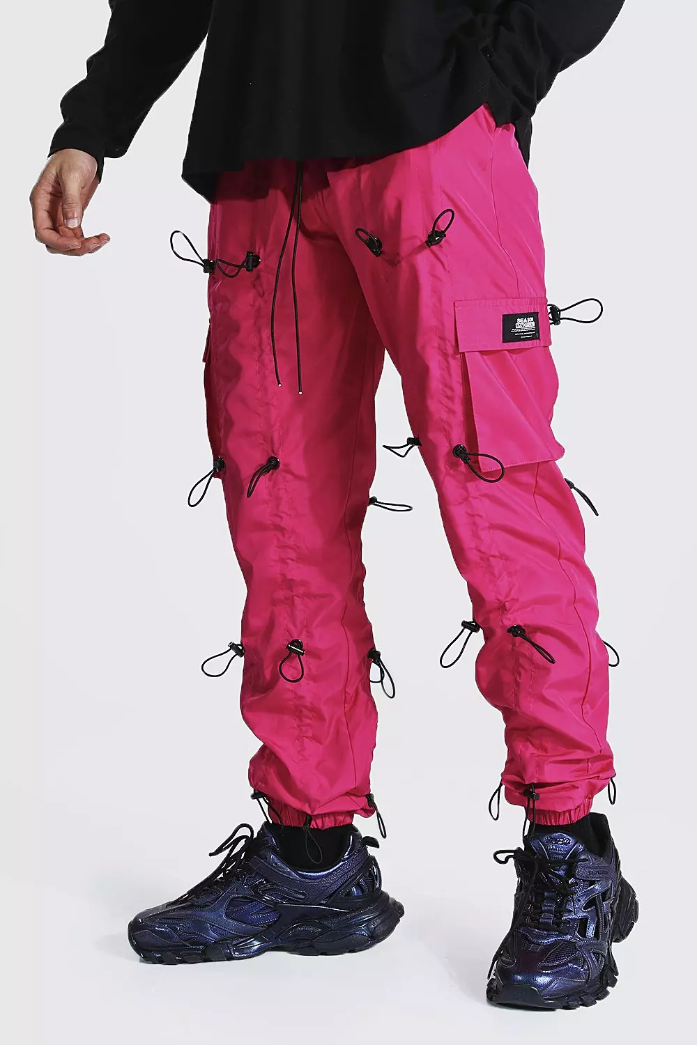 Loose Fit All Over Toggle Cargo Trouser boohooMAN UK
